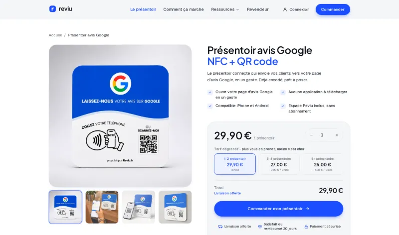 Fiche produit du présentoir Reviu, tarif dégressif et commande